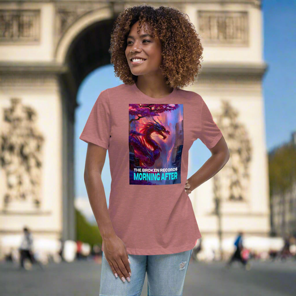 Morning After Red Dragon 2 Women's Relaxed Rock Band T-Shirt - Heather Mauve