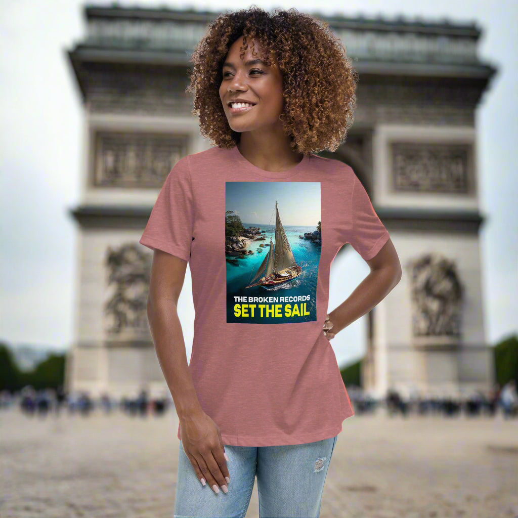 Set the Sail Women's Relaxed Rock Band T-Shirt - Heather Mauve