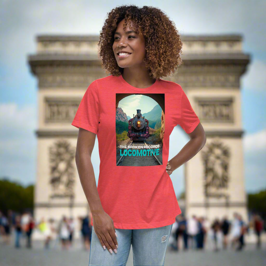 Locomotive Women's Relaxed Rock Band T-Shirt - Heather Red