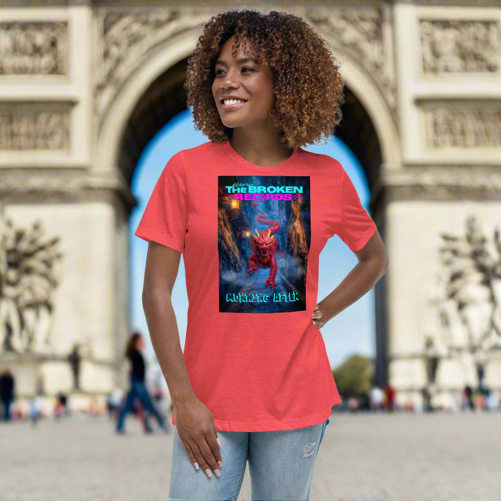 Morning After Red Dragon 3 Women's Relaxed Rock Band T-Shirt - Heather Red