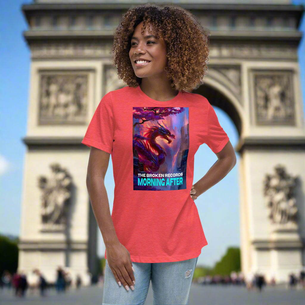 Morning After Red Dragon 2 Women's Relaxed Rock Band T-Shirt - Heather Red