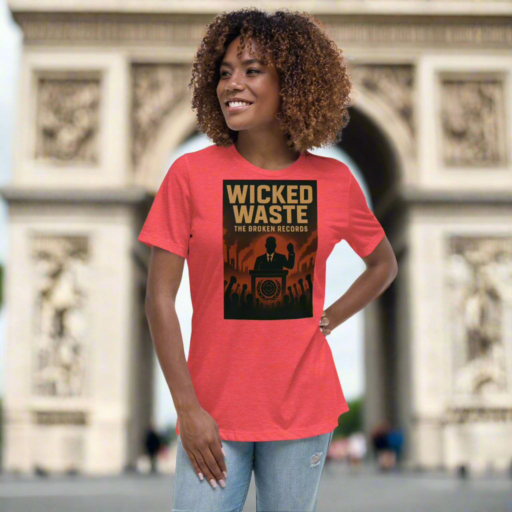Wicked Waste Women's Relaxed Rock Band T-Shirt - Heather Red