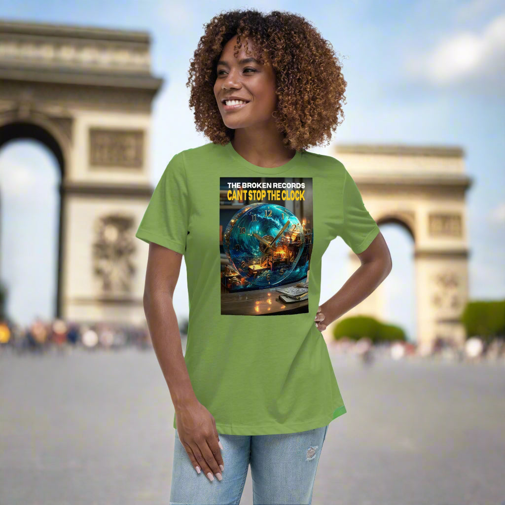 Can't Stop the Clock 1 Women's Relaxed Rock Band T-Shirt - Leaf