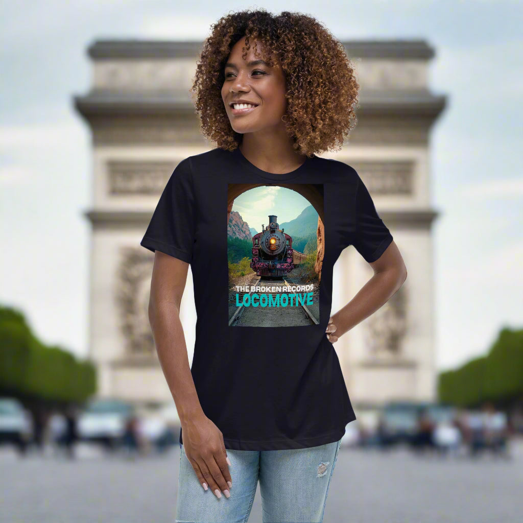 Locomotive Women's Relaxed Rock Band T-Shirt - Navy