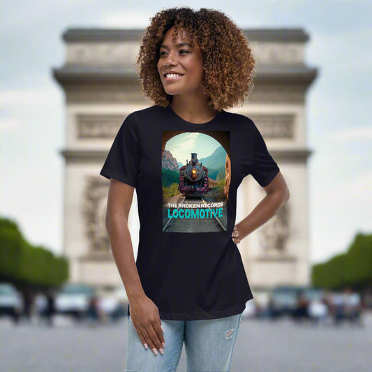 Locomotive Women's Relaxed Rock Band T-Shirt - Navy