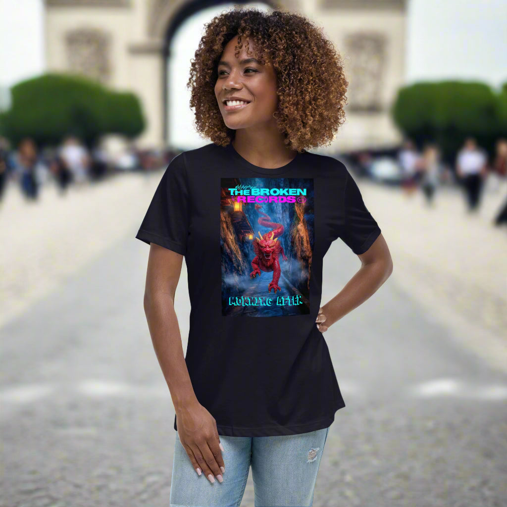 Morning After Red Dragon 3 Women's Relaxed Rock Band T-Shirt - Navy