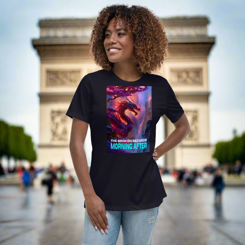 Morning After Red Dragon 2 Women's Relaxed Rock Band T-Shirt - Navy