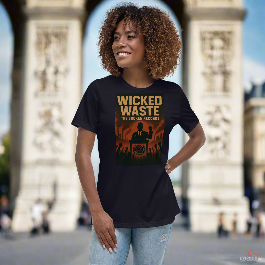 Wicked Waste Women's Relaxed Rock Band T-Shirt - Navy