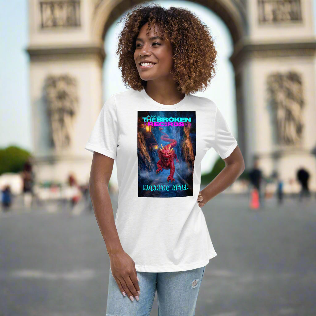 Morning After Red Dragon 3 Women's Relaxed Rock Band T-Shirt - White