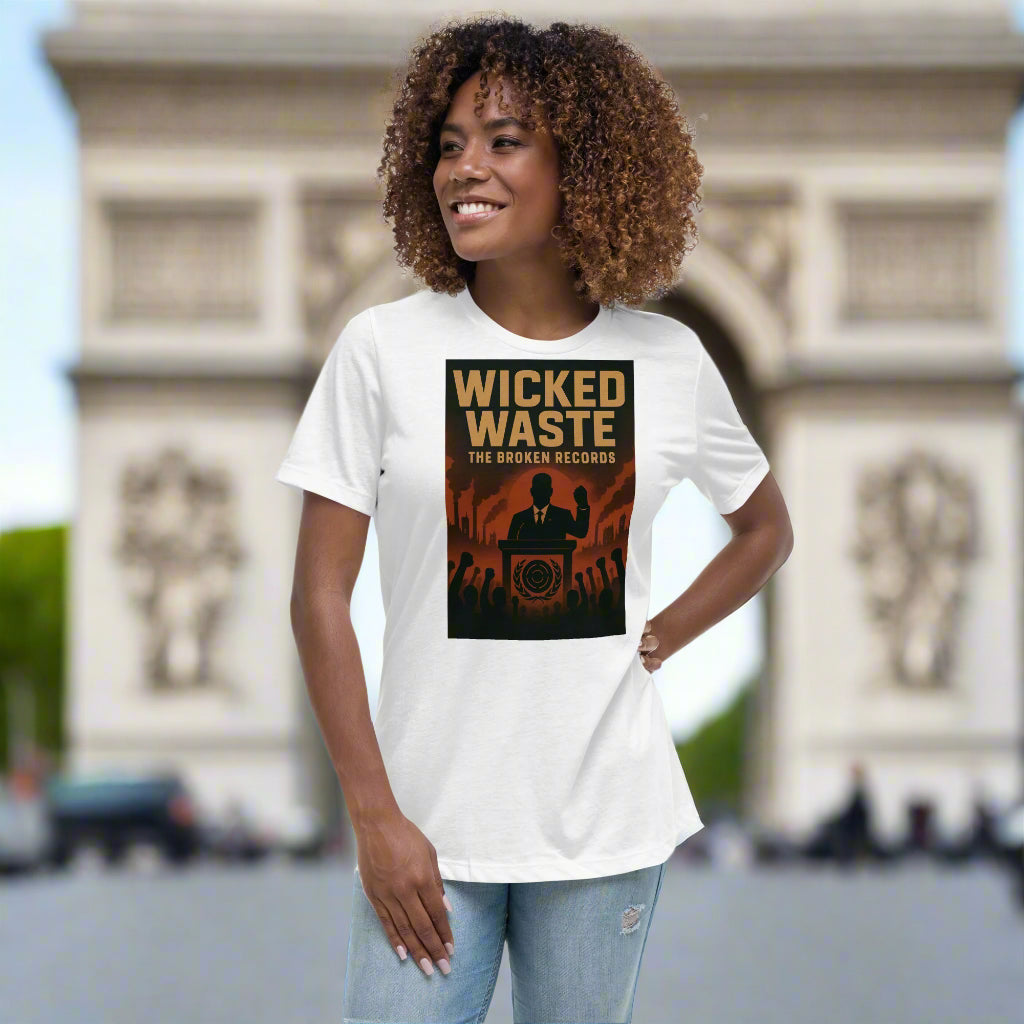 Wicked Waste Women's Relaxed Rock Band T-Shirt - White