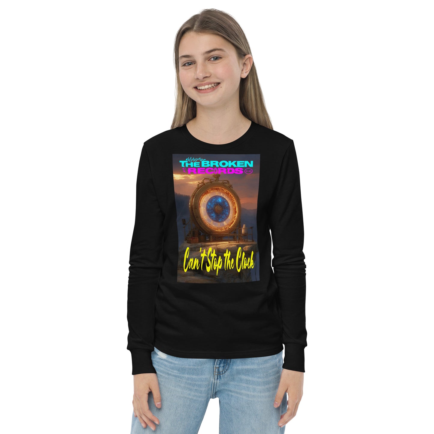 Can't Stop the Clock 2 Youth Long Sleeve Rock Band T-Shirt - Black
