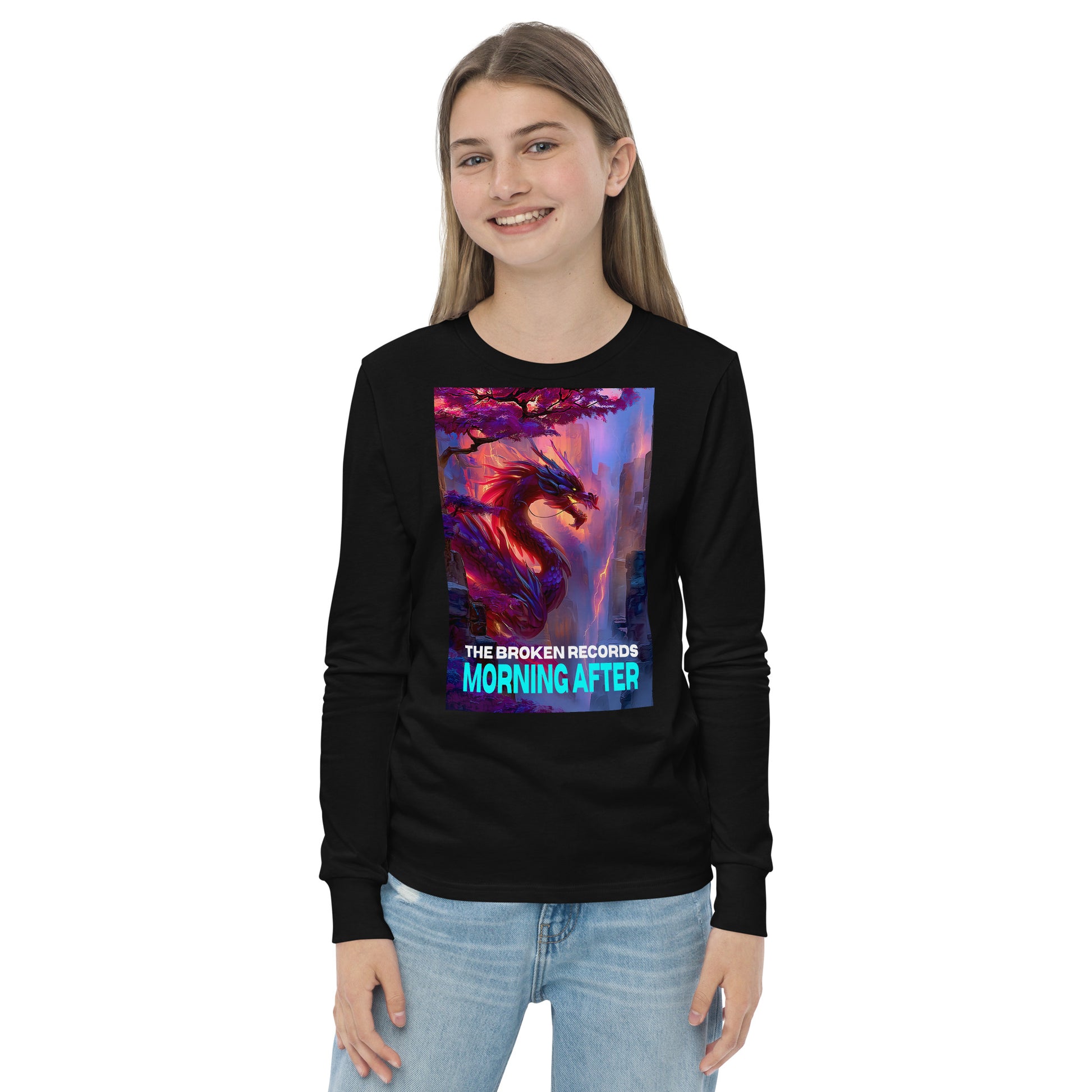 Morning After Red Dragon 2 Youth Long Sleeve Rock Band T-Shirt - Black 