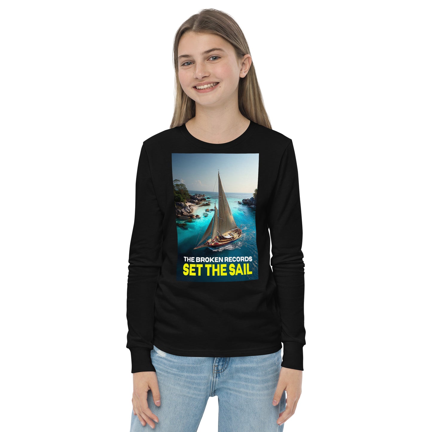 Set the Sail Youth Long Sleeve Rock Band T-Shirt - Black 