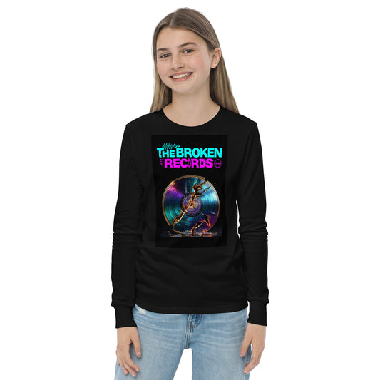 The Broken Records Album Youth Long Sleeve Rock Band T-Shirt - Black 