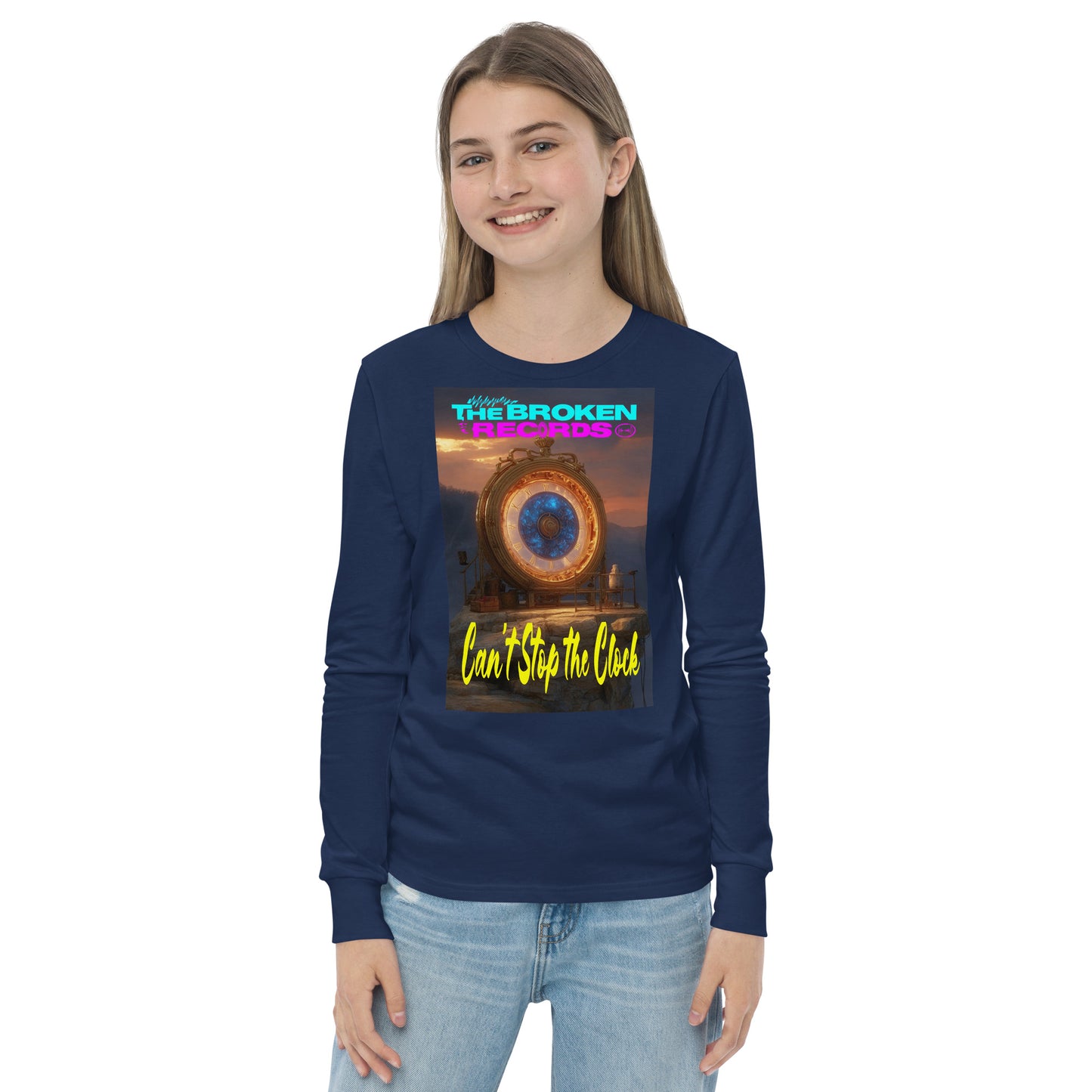 Can't Stop the Clock 2 Youth Long Sleeve Rock Band T-Shirt - Navy