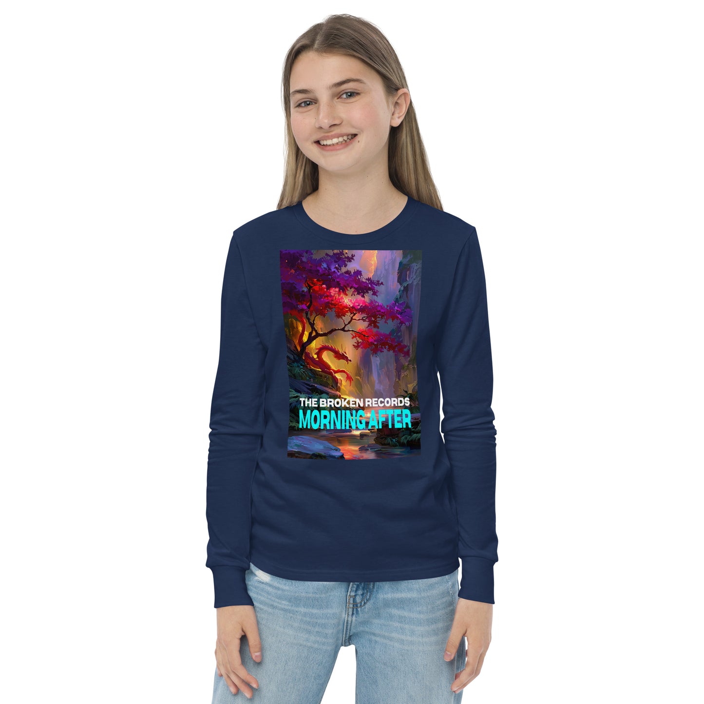 Morning After Red Dragon 1 Youth Long Sleeve Rock Band T-Shirt - Navy