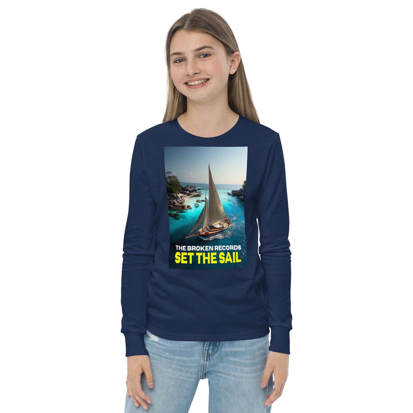 Set the Sail Youth Long Sleeve Rock Band T-Shirt - Navy