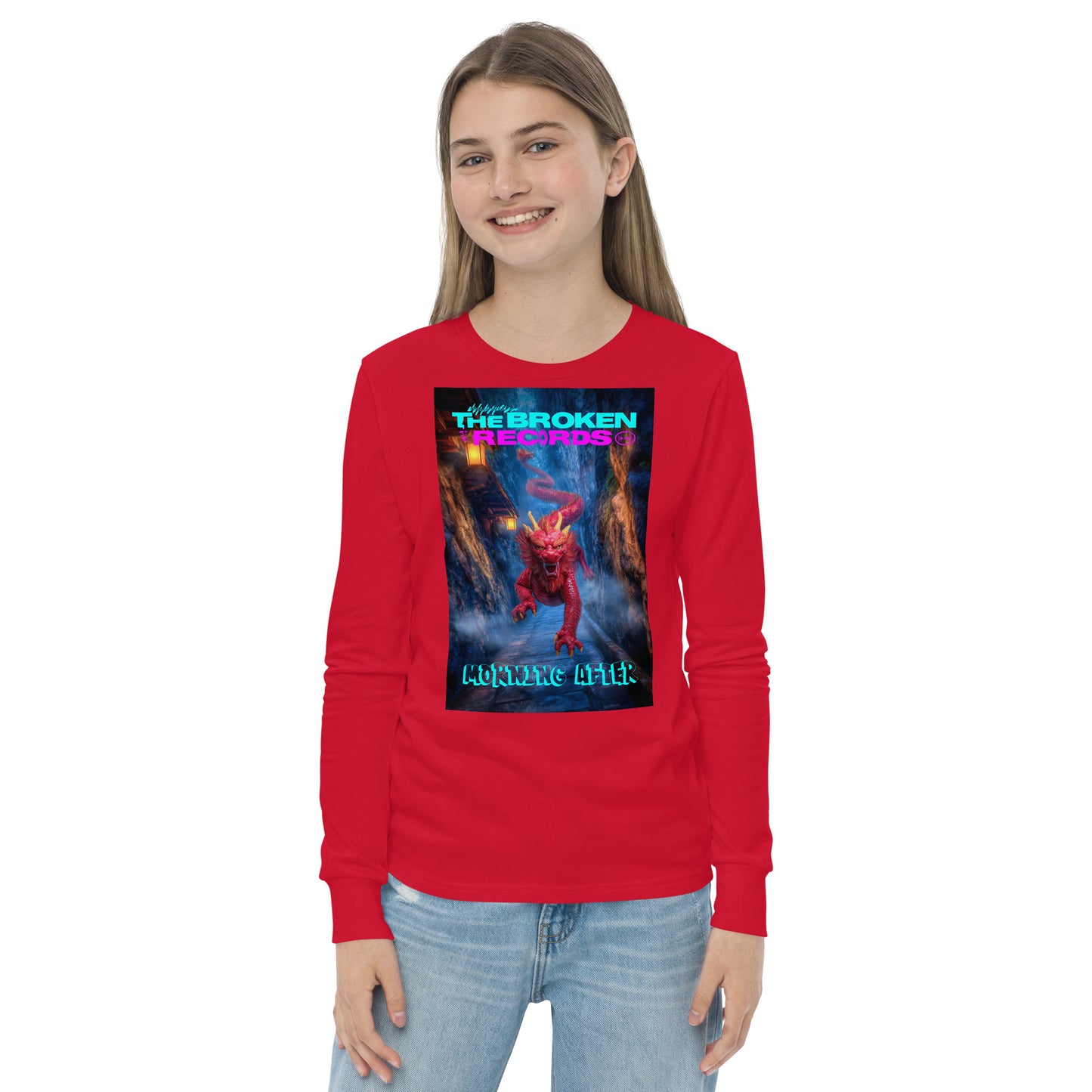 Morning After Red Dragon 3 Youth Long Sleeve Rock Band T-Shirts- Red