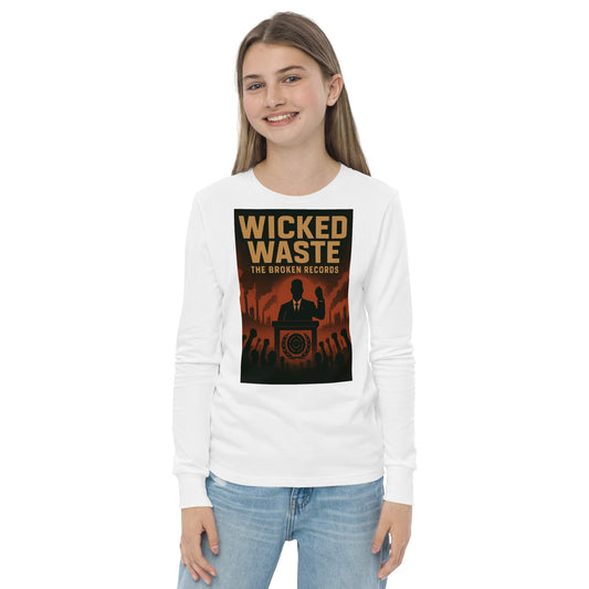Wicked Waste Youth Long Sleeve Rock Band T-Shirt - White 