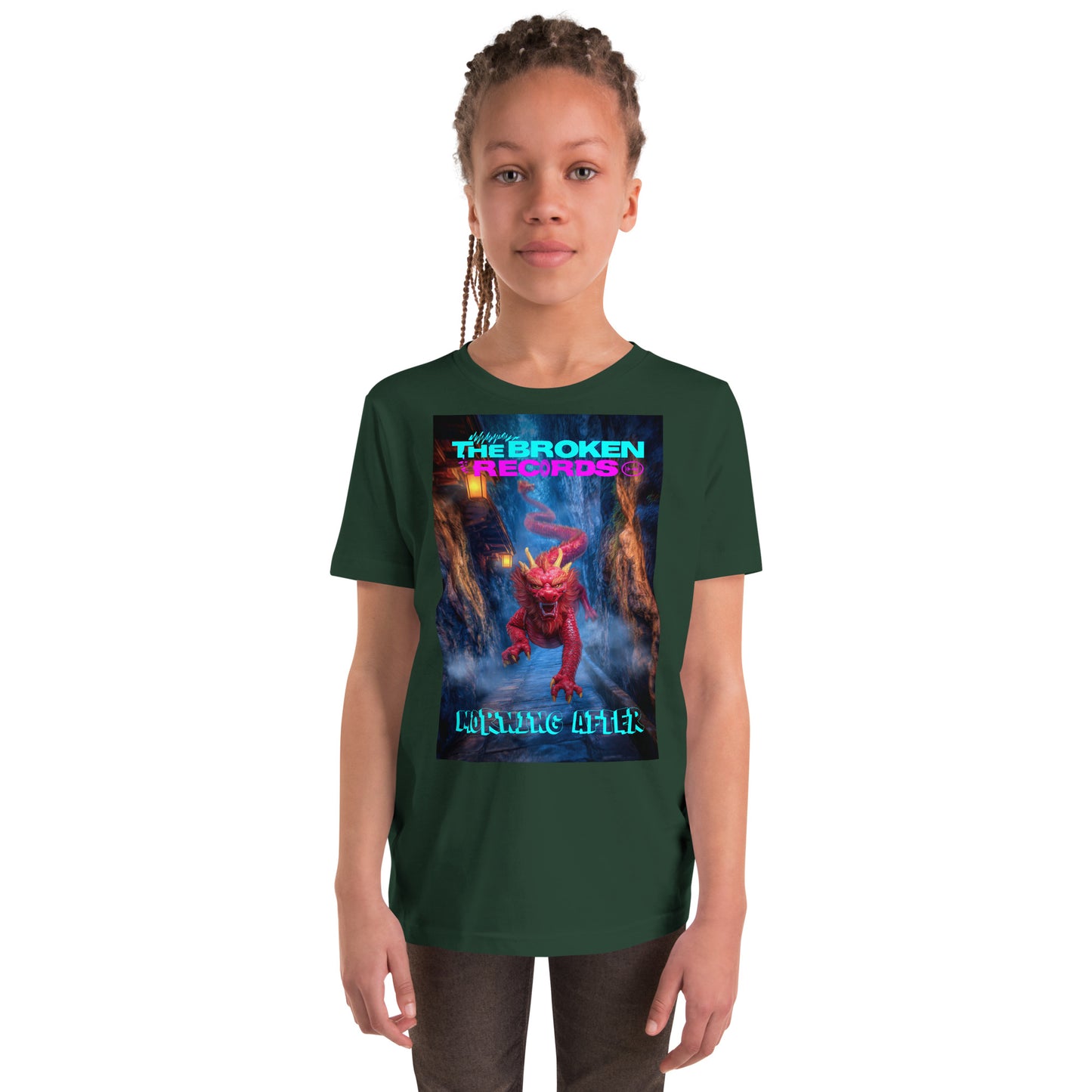 Morning After Red Dragon 3 Youth Rock Band Short Sleeve T-Shirt - Forest Green